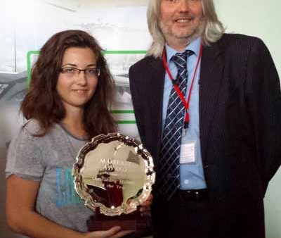 Picture: Chloe Sauer is presented with the Outstanding Student Award by Makefast's Director of Operations Mike Mills